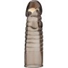Дымчатая насадка-удлинитель Ribbed Realistic Penis Enhancing Sleeve Extension - 15,2 см.