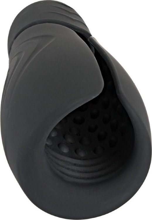 Черный силиконовый вибромастурбатор с нагревом Masturbator with 2 Functions
