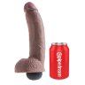 Коричневый фаллоимитатор с эффектом семяизвержения Squirting Cock with Balls - 22,9 см.