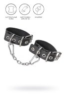 Черные кожаные наручники-браслеты из одного ремешка с люверсами