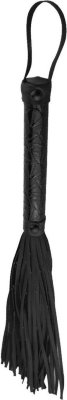 Чёрная многохвостая кожаная плетка Passionate Flogger - 39 см.  Цена 712 руб. Длина: 39 см. Аккуратная плетка, изготовленная из кожзама. Имеет жесткую ручку, петлю для удобного использования плети. Длина хлыстов - 24 см. Страна: Китай. Материал: искусственная кожа.