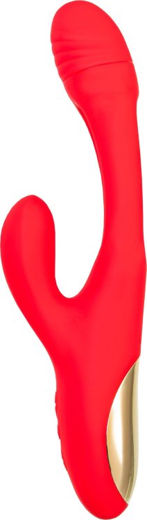 Красный вибратор-кролик с двигающимся язычком Patti - 24 см.