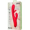 Красный вибратор-кролик с двигающимся язычком Patti - 24 см.