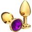 Золотистая анальная пробка с фиолетовым кристаллом - 8,5 см.  Цена 1 006 руб. - Золотистая анальная пробка с фиолетовым кристаллом - 8,5 см.