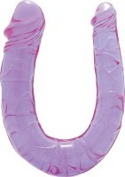 Фиолетовый двойной фаллоимитатор DOUBLE HEAD DONG - 30 см.