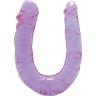 Фиолетовый двойной фаллоимитатор DOUBLE HEAD DONG - 30 см.