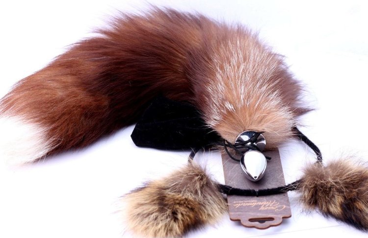 Игровой комплект: серебристая анальная пробка с пушистым хвостом и ободок-ушки