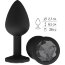Чёрная анальная втулка с чёрным кристаллом - 7,3 см.  Цена 1 719 руб. - Чёрная анальная втулка с чёрным кристаллом - 7,3 см.