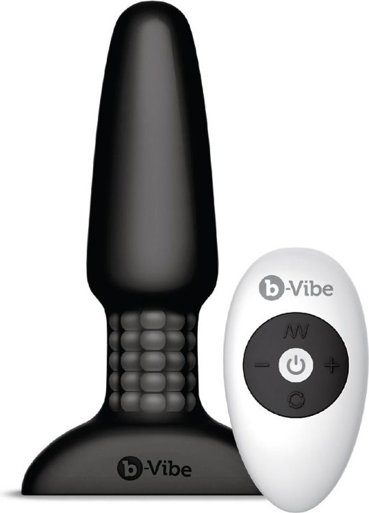 Чёрная вибровтулка с ротацией шариков RIMMING REMOTE CONTROL PLUG BLACK - 15,2 см.