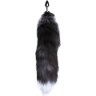 Серебристая анальная пробка с темным лисьим хвостом Black White Fox Tail Size S
