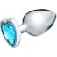 Серебристая коническая анальная пробка с голубым кристаллом-сердечком - 9 см.  Цена 1 155 руб. - Серебристая коническая анальная пробка с голубым кристаллом-сердечком - 9 см.