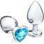 Серебристая коническая анальная пробка с голубым кристаллом-сердечком - 9 см.  Цена 1 187 руб. - Серебристая коническая анальная пробка с голубым кристаллом-сердечком - 9 см.