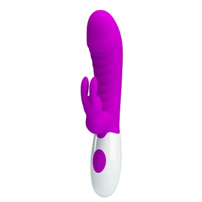Лиловый вибратор-кролик Naughty Bunny - 19,8 см.  Цена 2 522 руб. Длина: 19.8 см. Диаметр: 3.6 см. Вибратор Naughty Bunny оснащён мощным мотором с 30 функциями вибрации и работает на 2 батарейках типа AAA. Этот двойной стимулятор обеспечивает одновременное воздействие на точку G и клитор. Гибкий дизайн поддерживает контакт с клитором при любом движении, а простое управление позволяет настраивать интенсивность вибраций или отключать стимуляцию точки G или клитора. Рабочая длина - 10,4 см. Страна: Китай. Материал: силикон. Батарейки: 2 шт., тип AAA.