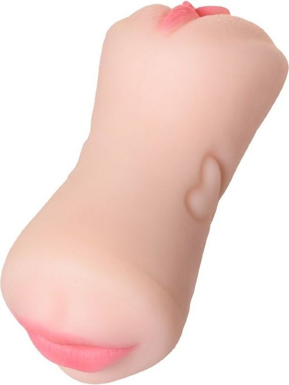 Телесный двусторонний мастурбатор Pretty Mouth - ротик и вагина