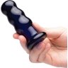 Синий стеклянный анальный стимулятор на дистанционном управлении Beaded Buttplug
