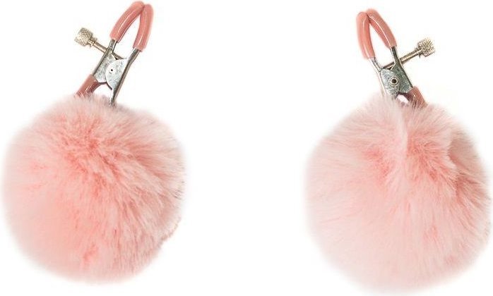 Зажимы на соски Angelic с розовыми меховыми шариками