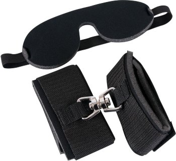 Набор БДСМ: наручники и маска на глаза чёрного цвета
