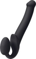 Черный безремневой страпон Silicone Bendable Strap-On - size M