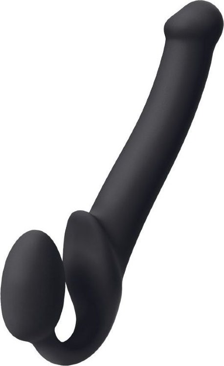 Черный безремневой страпон Silicone Bendable Strap-On - size M