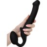 Черный безремневой страпон Silicone Bendable Strap-On - size M