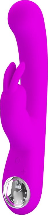 Лиловый вибратор-кролик с дисплеем Lamar - 22 см.