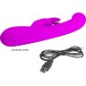 Лиловый вибратор-кролик с дисплеем Lamar - 22 см.