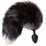 Черная анальная втулка с хвостом чернобурой лисы - размер М