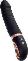 Черный вибратор Waname D-Splash Hurricane с ребрышками - 22,5 см.