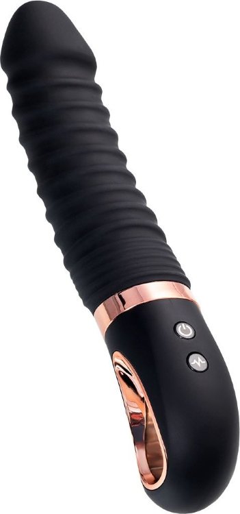 Черный вибратор Waname D-Splash Hurricane с ребрышками - 22,5 см.