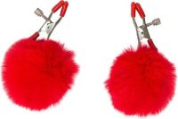 Зажимы на соски Angelic с красными меховыми шариками