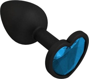 Черная силиконовая пробка с голубым кристаллом - 7,3 см.