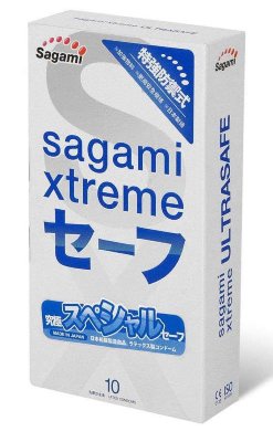 Презервативы Sagami Xtreme Ultrasafe с двойным количеством смазки - 10 шт. Длина: 19 см. Упаковка из 10 латексных презервативов конусообразной формы для усиления энергетики и двойным количеством смазки для более высокого уровня безопасности и комфорта. Без добавления бензокаина и нонспермицидов: полная безопасность для ежедневного использования. Увеличенная толщина стенок для максимальной защиты. Толщина стенки - 0,09 мм. Номинальная ширина - 52 мм. В упаковке - 10 шт. Страна: Япония. Материал: латекс. Объем: 10 шт.
