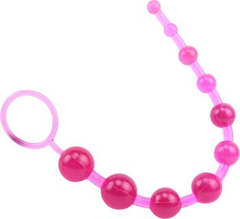 Розовая анальная цепочка с колечком Sassy Anal Beads - 26,7 см.