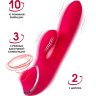 Красный вибратор c клиторальной и вакуумной стимуляциями Doobl - 20 см.