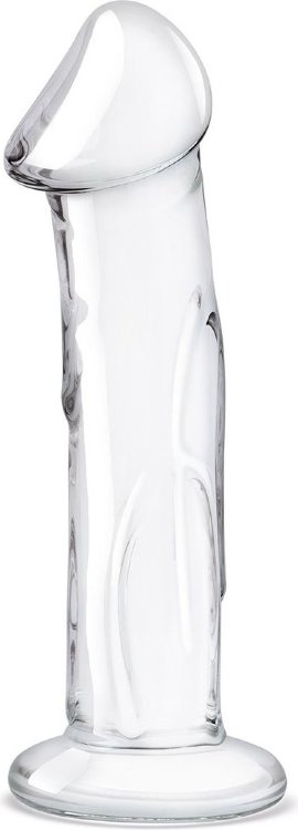 Прозрачный стеклянный фаллоимитатор 6’’ Glass Dildo With Veins Flat Base - 15,2 см.