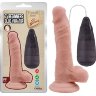 Телесный вибратор с мошонкой на присоске 7 Inch Beginners Dildo Vibrator - 18,6 см.