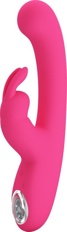 Розовый вибратор-кролик с дисплеем Lamar - 22 см.