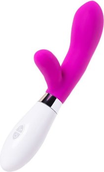 Розовый силиконовый вибратор с клиторальным стимулятором A-Toys Mady - 20,4 см.