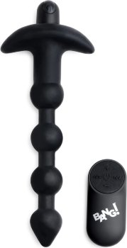 Черные анальные бусы с вибрацией и пультом ДУ 28X Remote Control Vibrating Silicone Anal Beads - 19 см.