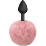 Черная анальная пробка с розовым пушистым хвостиком Fluffy