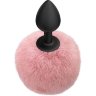 Черная анальная пробка с розовым пушистым хвостиком Fluffy