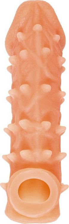 Телесная закрытая насадка с пупырышками Cock Sleeve Size S - 13,8 см.