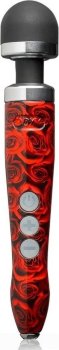 Красный беспроводной wand-вибратор Doxy Die Cast 3R с принтом в виде роз на рукояти - 28 см.