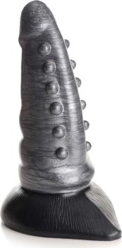 Серый фантазийный фаллоимитатор Beastly Tapered Bumpy Silicone Dildo - 21 см.