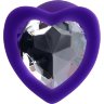 Фиолетовая анальная втулка Diamond Heart с прозрачным кристаллом - 7 см.