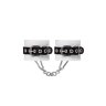 Бело-черные кожаные наручники с одним ремешком с люверсами