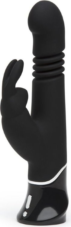 Черный хай-тек вибратор Greedy Girl Thrusting Rabbit Vibrator - 22,8 см.