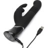 Черный хай-тек вибратор Greedy Girl Thrusting Rabbit Vibrator - 22,8 см.