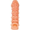 Телесная закрытая насадка с пупырышками Cock Sleeve Size M - 15,6 см.