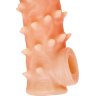 Телесная закрытая насадка с пупырышками Cock Sleeve Size M - 15,6 см.